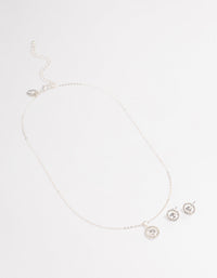 Silver Crystal Halo Jewellery Set - link has visual effect only