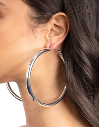 Silver Oversized Polished Hoop Earrings - link has visual effect only