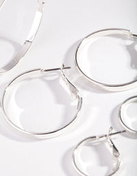 Silver Polished Triple Hoop Earring Pack - link has visual effect only