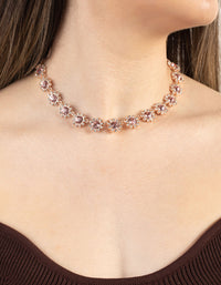 Rose Gold Diamante Gem Flower Chain Necklace - link has visual effect only