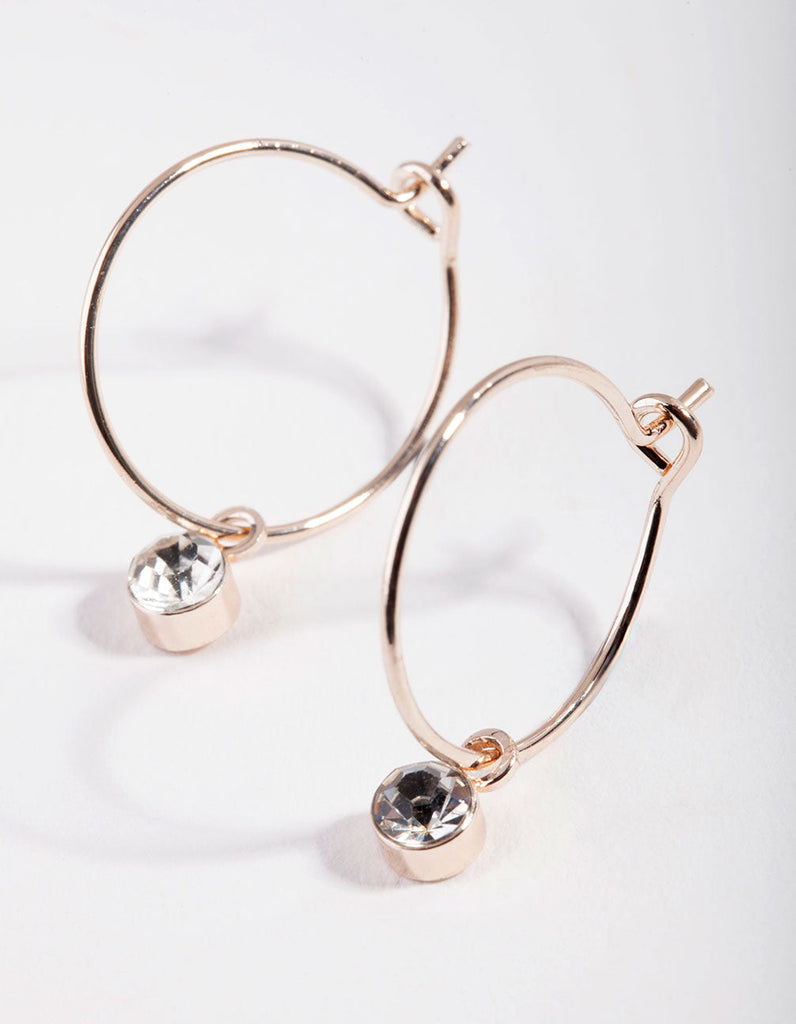 Rose Gold Mini Crystal Hoop Earrings
