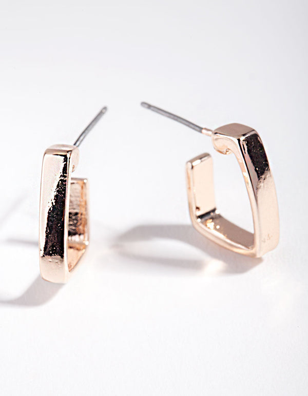 Rose Gold Thick Square Hoop Earrings