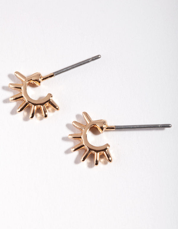 Gold Mini Spike Hoop Earrings