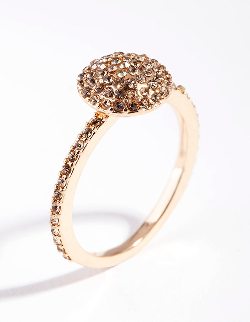 Gold Diamante Round Ring