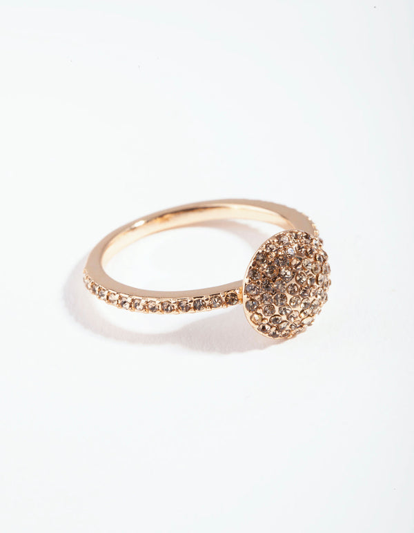 Gold Diamante Round Ring
