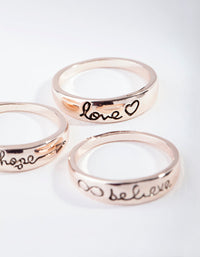 Rose Gold Inspirational Word Ring Pack - link has visual effect only