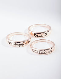 Rose Gold Inspirational Word Ring Pack - link has visual effect only