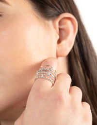 Silver Diamante Mixed Band Ring 6-Pack - link has visual effect only