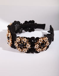 SR FB BLK LACE FLWR BEAD HB - link has visual effect only