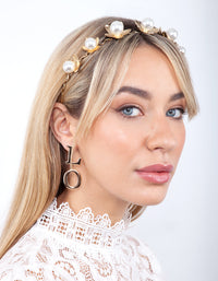 Gold Pearl Flower Headband - link has visual effect only