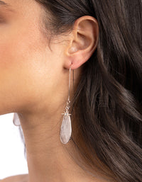 Rose Gold Star Charm Quartz Long Hook Earrings - link has visual effect only