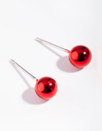Acrylic Red Festive Ball Stud Earrings - link has visual effect only