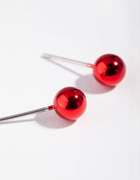 Acrylic Red Festive Ball Stud Earrings - link has visual effect only