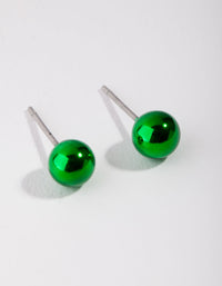 Green Festive Ball Stud Earrings - link has visual effect only