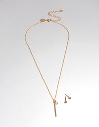 Gold Bar Earring & Necklace Set - link has visual effect only