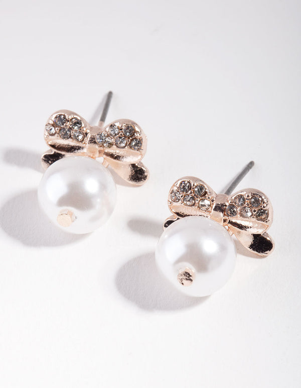 Rose Gold Bow & Pearl Pack Earring