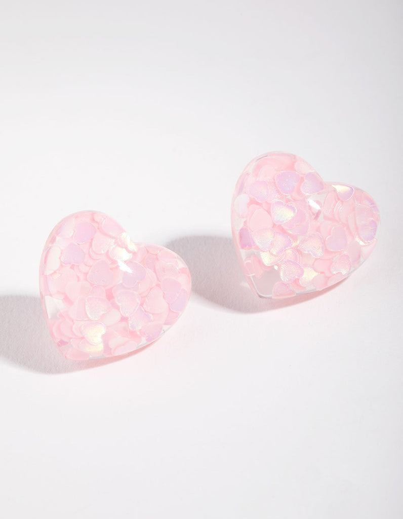 Acrylic Glitter Heart Stud Earrings