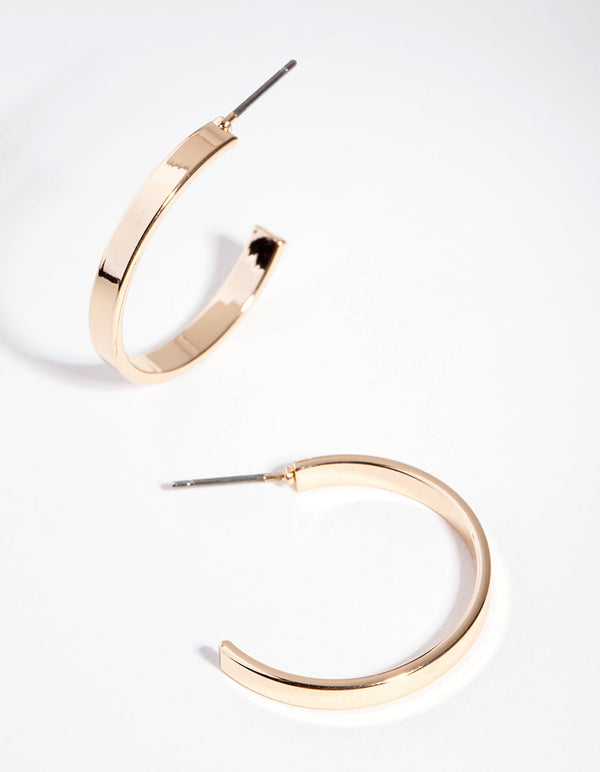 Gold Thick Flat Hoop Earrings