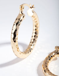 Gold Plated Patterned Hoop Earrings - link has visual effect only