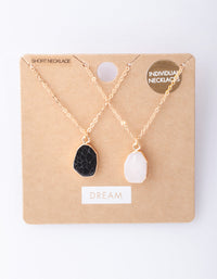 Gold Large Dark Semi Precious Stone Necklace Pack - link has visual effect only