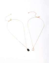 Gold Large Dark Semi Precious Stone Necklace Pack - link has visual effect only