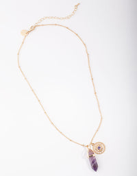 Gold 3-Charm Purple Shard Necklace - link has visual effect only