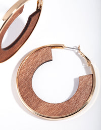 Gold Wooden Inner Hoop Earrings - link has visual effect only