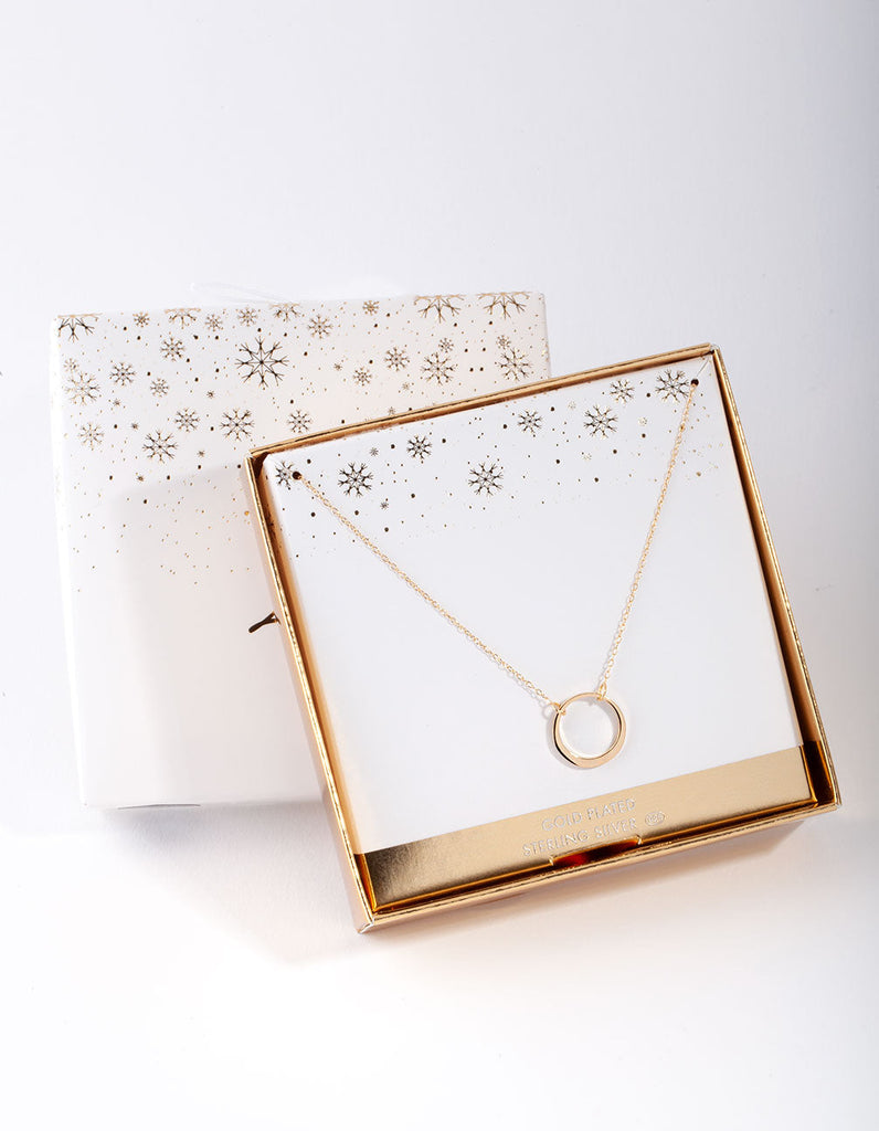 Gold Plated Sterling Silver Open Circle Necklace