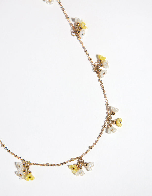 Gold Mini Flower Long Necklace