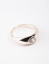 Rose Gold Plated Oval Diamante Ring - link has visual effect only