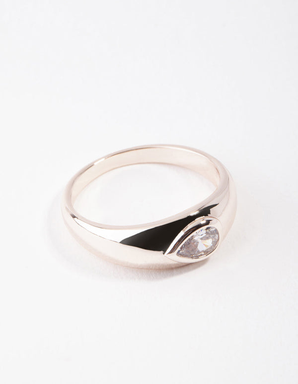 Rose Gold Plated Oval Diamante Ring