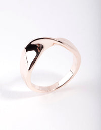Rose Gold Plated Plain Wave Ring - link has visual effect only