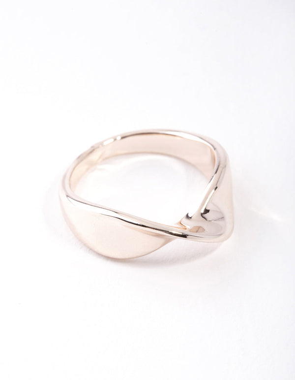 Rose Gold Plated Plain Wave Ring