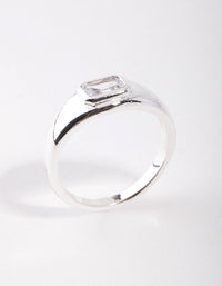 Silver Plated Oval Diamante Ring - link has visual effect only