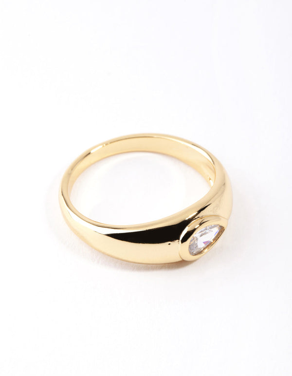 Gold Plated Oval Diamante Ring