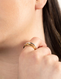 Silver & Gold Plated Wave Band Ring Set - link has visual effect only