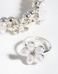 Kids Silver Flower Bracelet & Ring Set - link has visual effect only