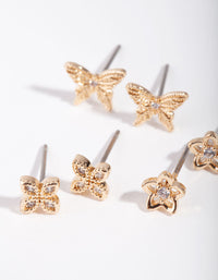 Gold Flower & Butterfly Earrings - link has visual effect only