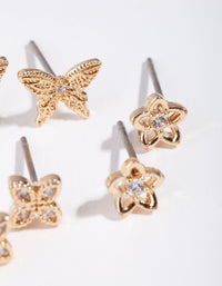 Gold Flower & Butterfly Earrings - link has visual effect only