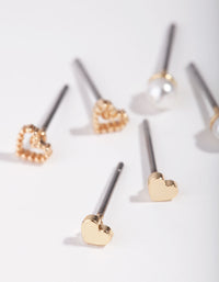 Gold Heart & Pearl Earrings - link has visual effect only