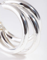 Silver 3-Row Hoop Earrings - link has visual effect only