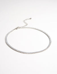 Rhodium Cubic Zirconia Cupchain Choker - link has visual effect only