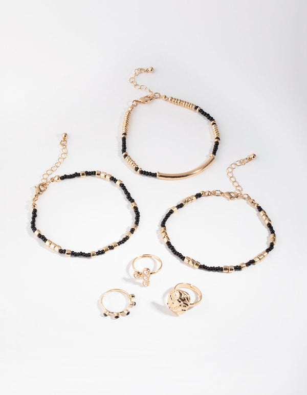 Gold Two Tone Ring & Bracelet Pack