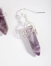 Silver Coil Wrap Purple Stone Earrings - link has visual effect only