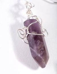 Silver Coil Wrap Purple Stone Earrings - link has visual effect only