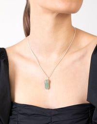 Silver Curled Wrap Green Shard Necklace - link has visual effect only