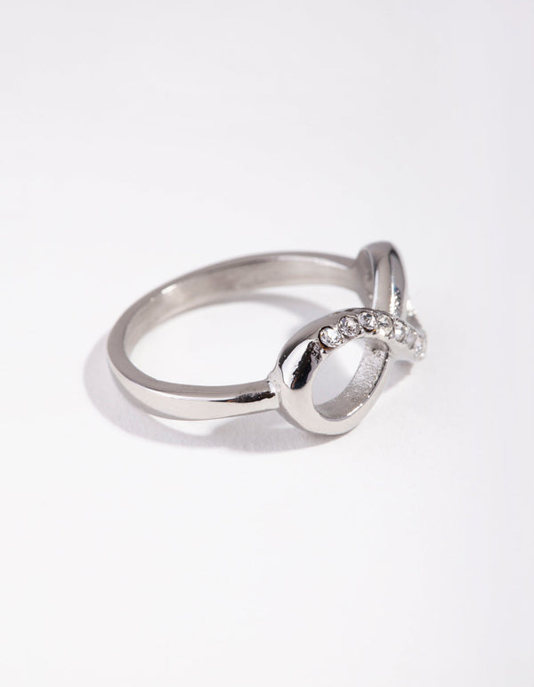 Surgical Steel Rhodium Diamante Infinity Ring