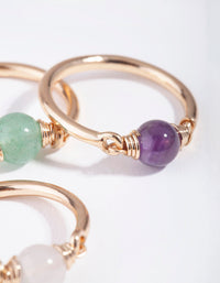 Gold Semi-Precious Sphere 3-Stack Ring | Jewel near me | Jewelery ...