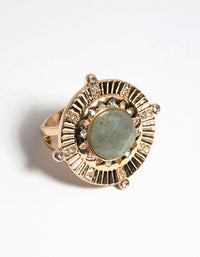 Gold Medallion Stone Ring - link has visual effect only