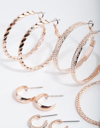 Rose Gold Etched Twist 6-Pack Hoop Earring - link has visual effect only